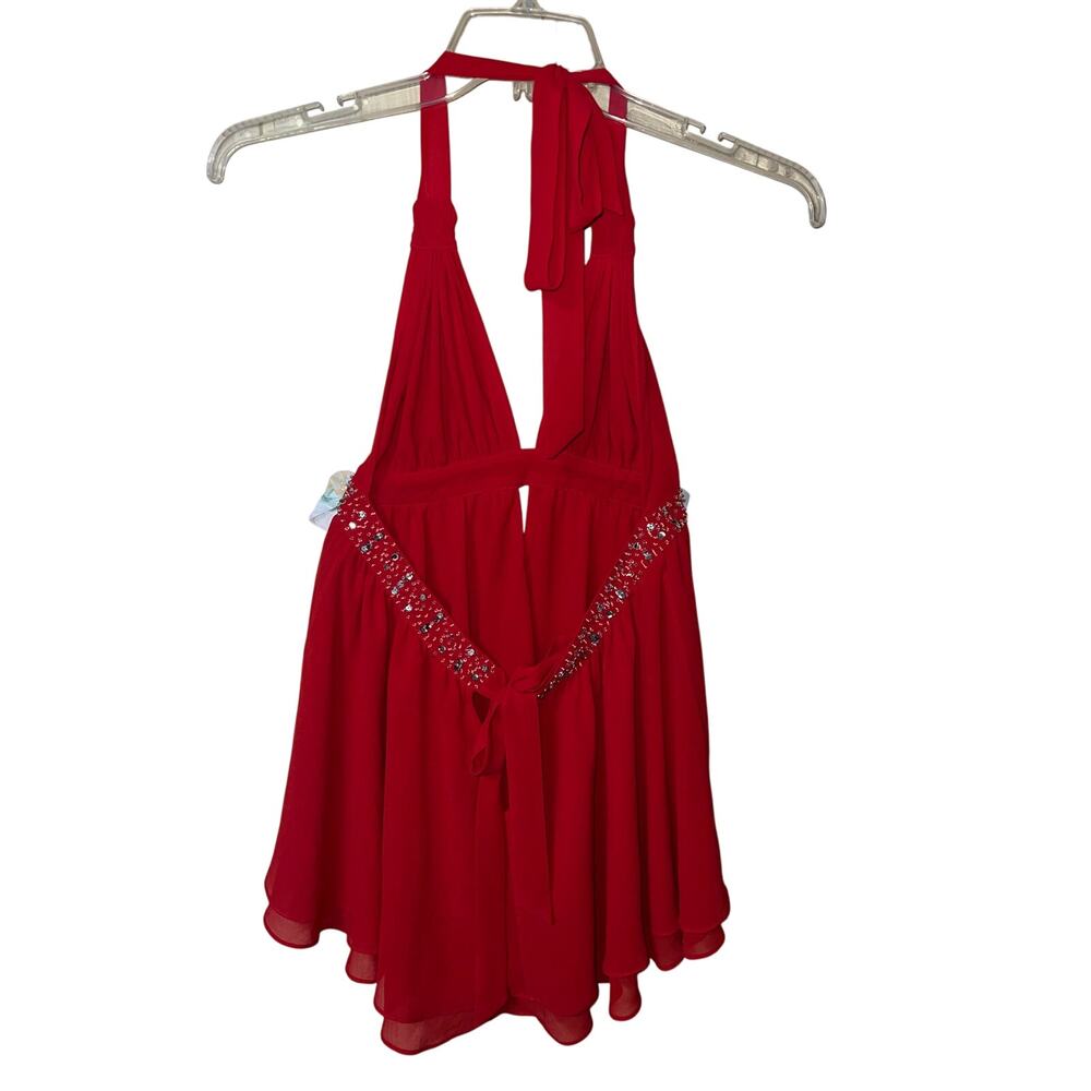 Victoria's Secret Y2K Vintage Babydoll Top Womens Large Halter Bling Chiffon Gem - Picture 6 of 9